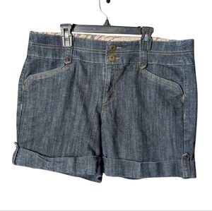 One 5 One Women's Dark Blue Jean Denim Shorts Double Button Zipper Like New